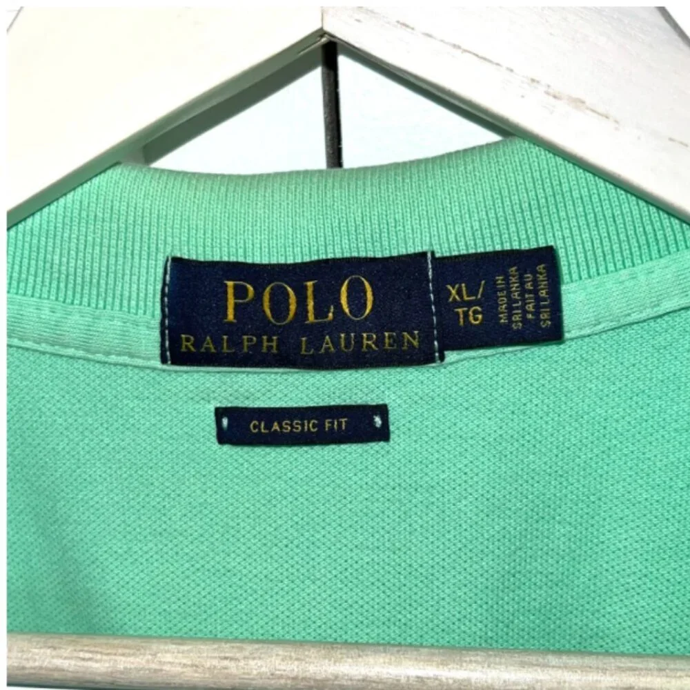 Polo Ralph Lauren Men's XL Polo Shirt Short Sleeve Mint Green w/ Pink Polo Pony